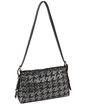 Sequin Denim Shoulder Bag CQ004-Z BLACK